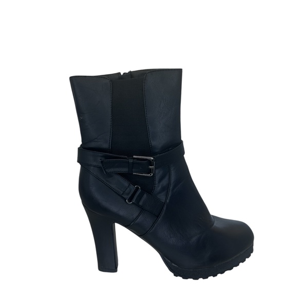 Lane Bryant Black High Heel Ankle Boots with buckle strap size 9 - Picture 6 of 9